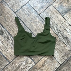 Army green halter top deep V NWOT M